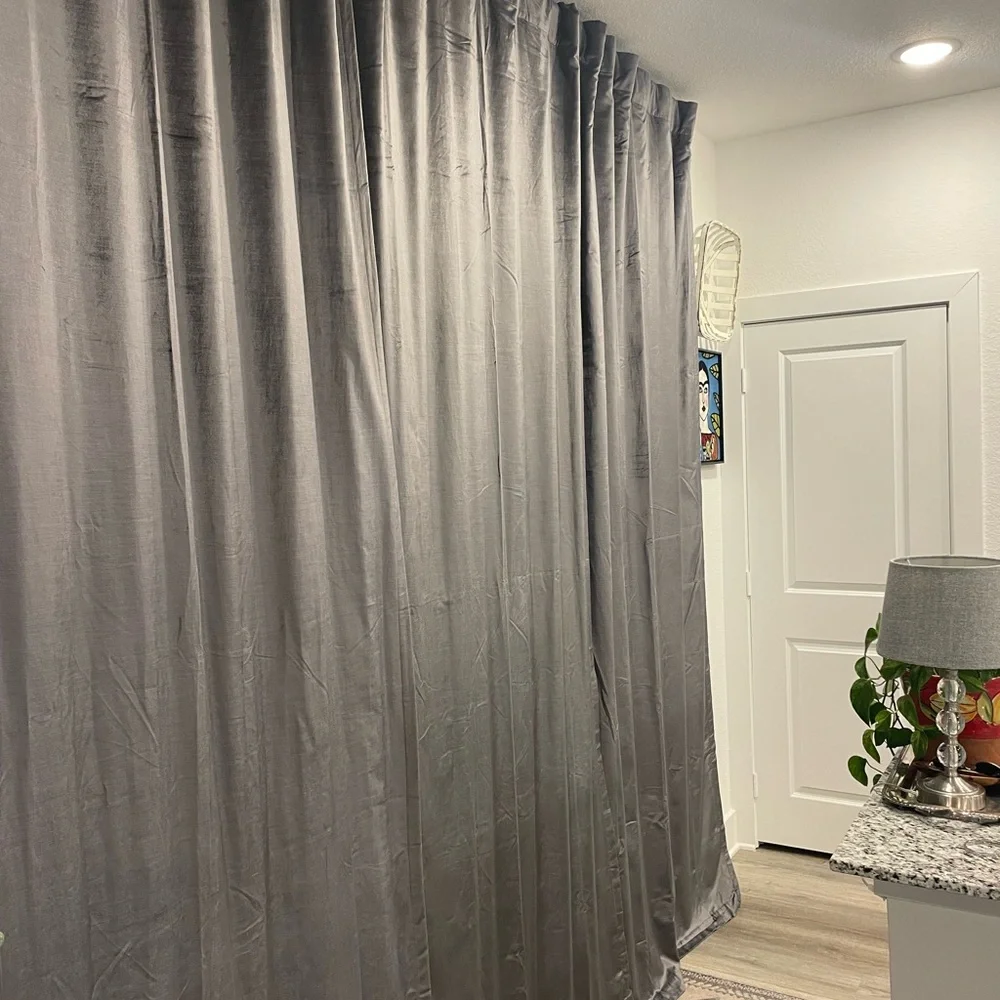 West Elm Luster Velvet, 48x108 Blockout drape, Pewter